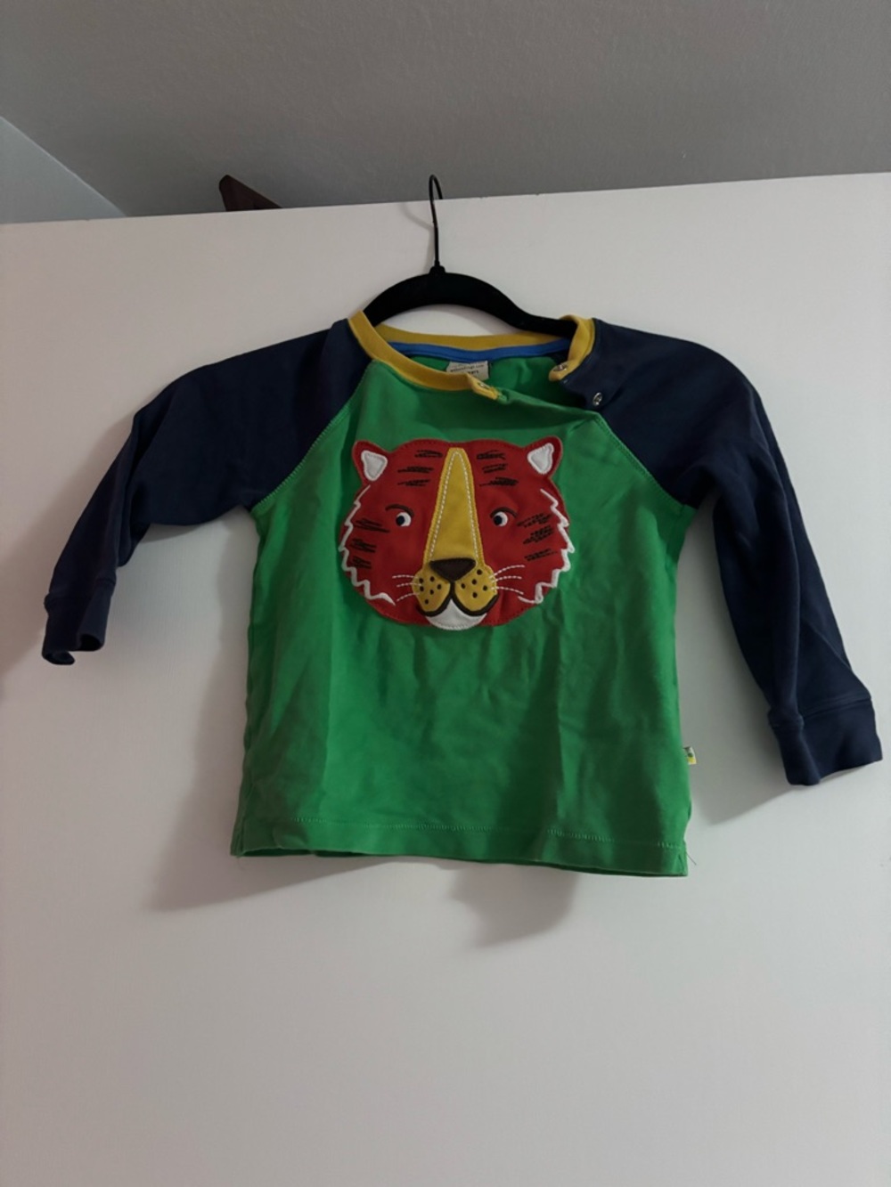 Kids Green & Navy Tiger Raglan Shirt